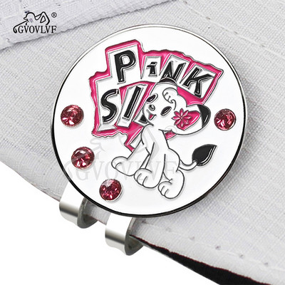 1pc New Pink Small Dog Golf Ball Marker With Diamond & Magnet Hat Clip Ally Marker Gift for Women And Golfers Golf Accessories