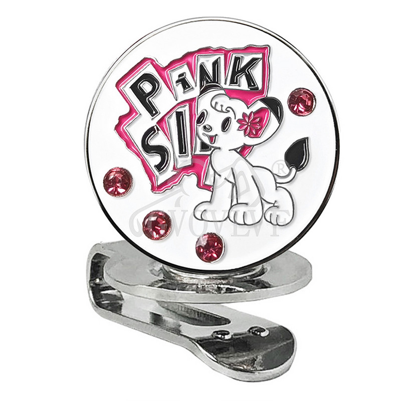 1 tk uus roosa väikese koera golfipalli marker teemandi ja magnetiga mütsiklambriga Ally marker kingitus naistele ja golfimängijatele golfitarvikud