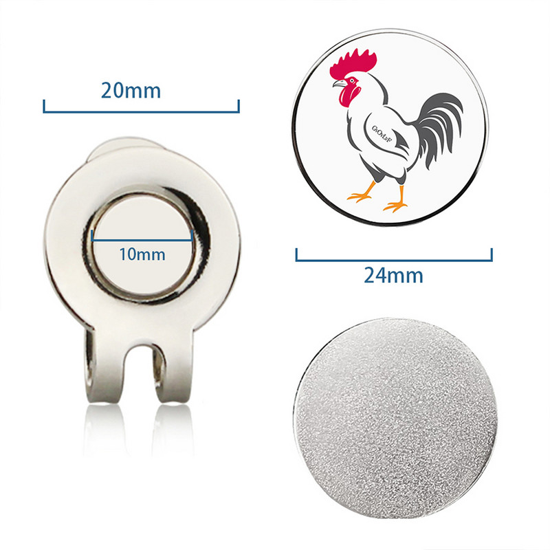 Golflabda jelölő - Kakas mintás golfjelző mágneses kalapkapcsos Újdonság Ajándék - Ajándékok golf szerelmeseinek Golfozó férfi barátok