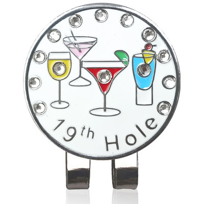 Μαρκαδόρος 1 τμχ μπάλα του γκολφ και μαγνητικό κλιπ καπέλου 19η τρύπα με γυαλιστερά διαμάντια, αφαιρούμενο και προσαρμόζεται εύκολα στο καπέλο του γκολφ, δώρο για γυναίκες