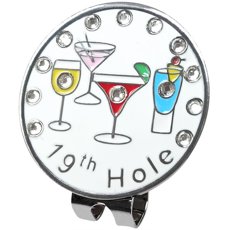 Μαρκαδόρος 1 τμχ μπάλα του γκολφ και μαγνητικό κλιπ καπέλου 19η τρύπα με γυαλιστερά διαμάντια, αφαιρούμενο και προσαρμόζεται εύκολα στο καπέλο του γκολφ, δώρο για γυναίκες