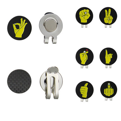 Golf Ball Marker Gesture Sign Black Yellow Removable Metal 7 Kinds Golf Hat Clip Magnet Alloy Golf Supplies Accessories