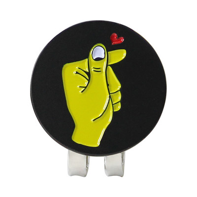 Golfo kamuoliuko žymeklio gestų ženklas juodas geltonas, nuimamas metalas, 7 rūšių golfo kepurės segtukas, magnetas, lydinys, golfo reikmenys