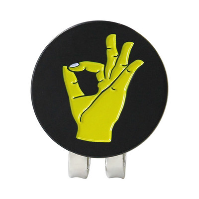 Golfo kamuoliuko žymeklio gestų ženklas juodas geltonas, nuimamas metalas, 7 rūšių golfo kepurės segtukas, magnetas, lydinys, golfo reikmenys