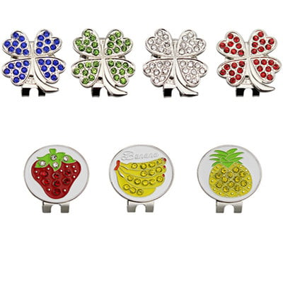 Golf Ball Marker+Golf Hat Clip Magnetic Banana Strawberry Lucky Leaf Portable Alloy Durable Gift For Golfer Golf Accesories