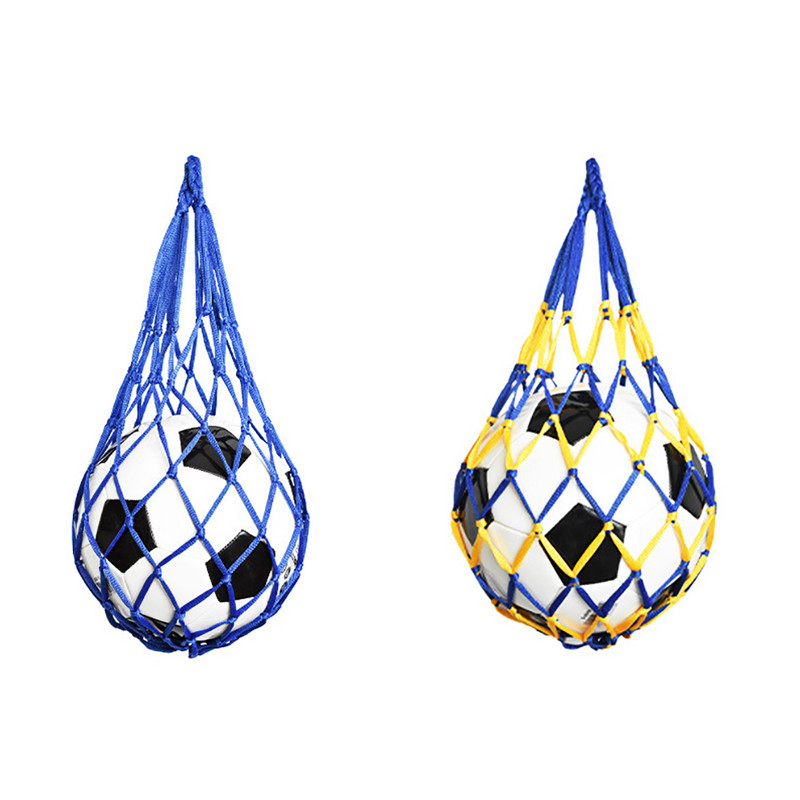 1 vnt futbolo tinklinis krepšys nailoninis, paryškintas laikymo krepšys, vieno kamuoliuko nešiojamasis nešiojamas lauko sporto futbolo krepšinio tinklinio krepšys