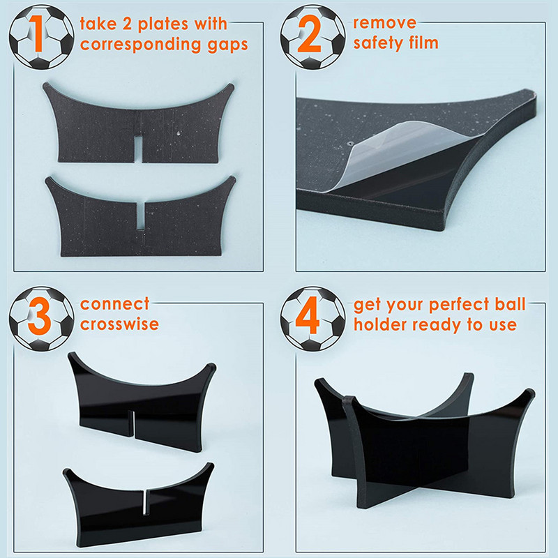 Kuumade tugedega kronsteiniga võrkpallialus jalgpalli võrkpalli korvpalli palli vitriinist akrüülist hoidiku kinnitus läbipaistev korvpall