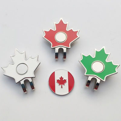Golf ball marker 3 colors maple leaves with magnetic cap clips gift for golfer kirsite alloy red green white golf accessorices