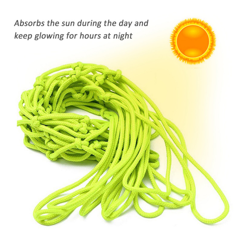 Öövalgus korvpallivõrk nailonist helendav korvpallirõngas, veljevõrk, 12 silmust standardsuuruses helendav korvpallivõrk, päikeseenergiaga