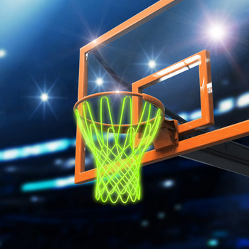 Светеща в тъмното мрежа за баскетболен кош Стандартен размер Светеща баскетболна мрежа против удари Мрежа Аксесоари за спорт на открито