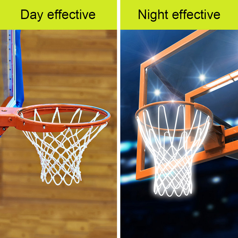 Sötétben világító kosárlabda háló szabvány méretű világító kosárlabda háló, ütés elleni hálós kültéri sporttartozékok