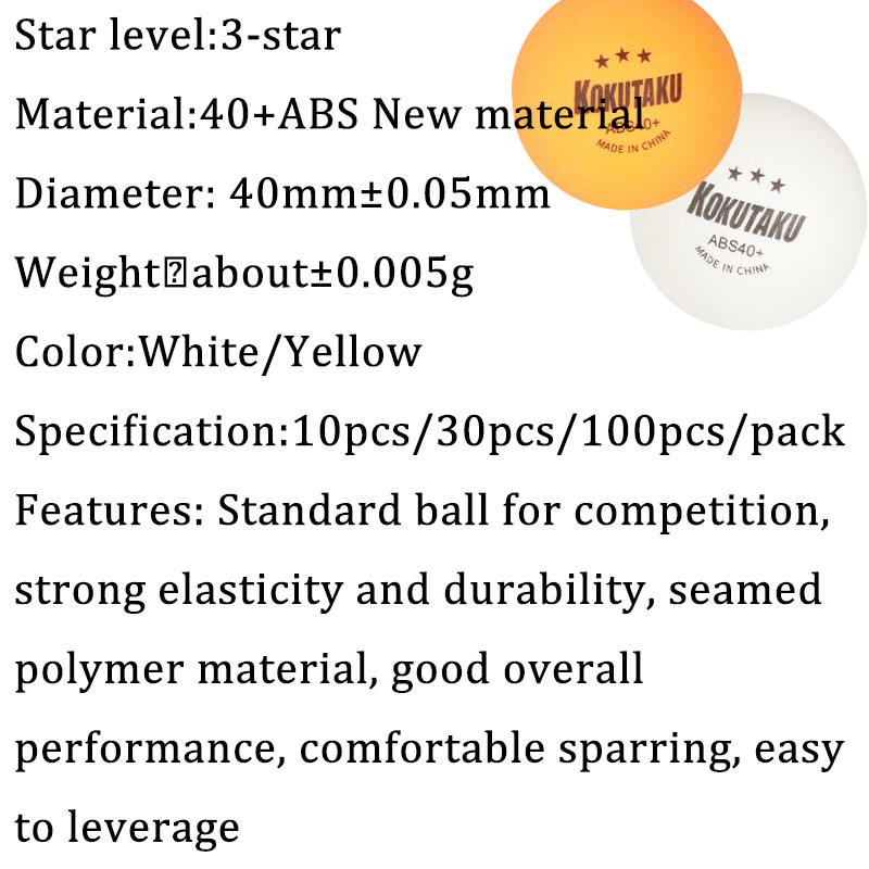 20 vnt / pakuotė 3 žvaigždučių stalo teniso kamuolys, aukštos kokybės 40+ ABS nauja medžiaga, patvari geltona balta, skirta stalo teniso varžybų treniruotėms