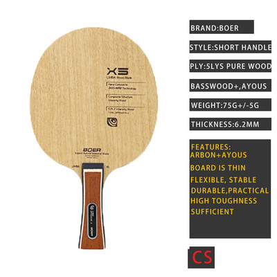 BOER X3 X5 X6 asztalitenisz ütőpenge rövid hosszú nyél, ITTF által jóváhagyott pingpong lapát edzési versenyhez szabadtéri sportokhoz
