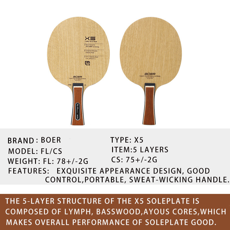 BOER X3 X5 X6 asztalitenisz ütőpenge rövid hosszú nyél, ITTF által jóváhagyott pingpong lapát edzési versenyhez szabadtéri sportokhoz