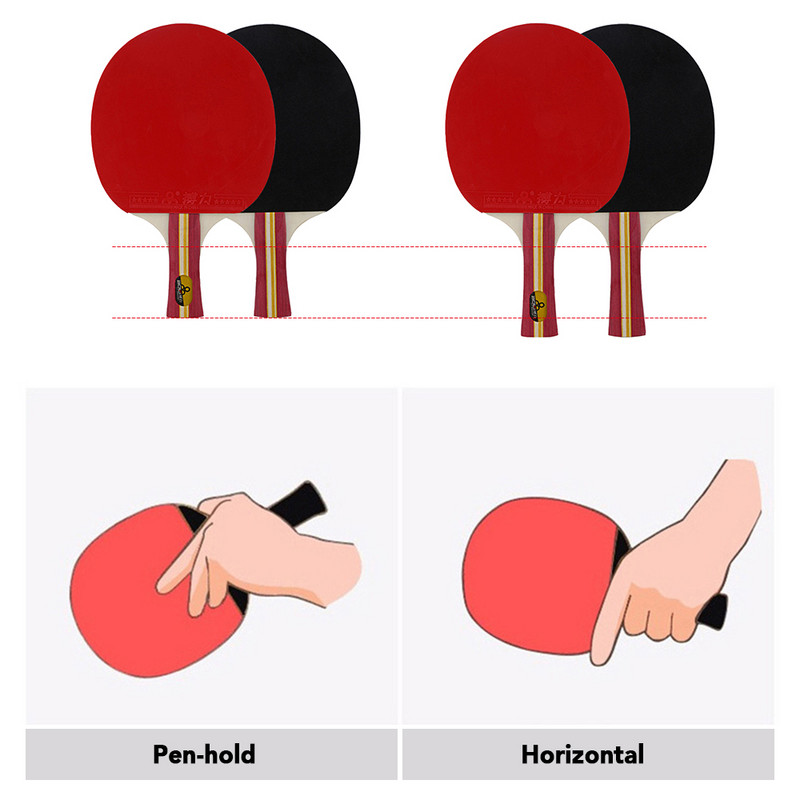 Μακριά λαβή Ρακέτα πινγκ πονγκ, κοντή λαβή, διπλής όψης, λαστιχένια λεπίδα άνθρακα, ρόπαλο πινγκ πονγκ Ανώτερος έλεγχος και ελαφρύ