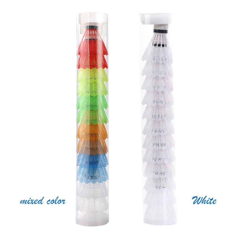 12 vnt/sl. badmintono kamuoliukai lengvi plastikiniai badmintono kamuoliukai Spalvoti plastikiniai badmintono lauko sporto reikmenys