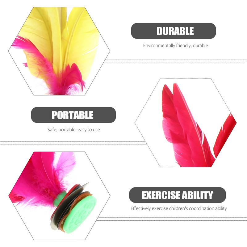 3 db kínai rugdosó tollaslabda Jianzi tollaslabda játék Kivehető játék