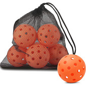 6 опаковки Pickleball Balls 40 дупки Pickleballs за спорт на открито Комплект топки Pickleball Издръжлива мрежеста чанта за комплект за крикет