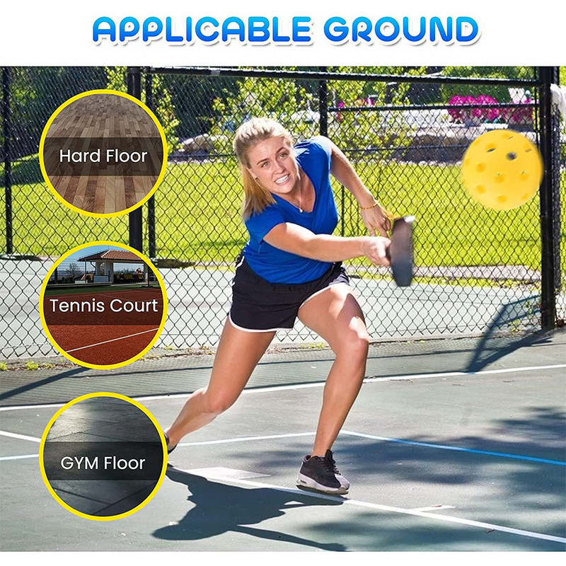 6 опаковки Pickleball Balls 40 дупки Pickleballs за спорт на открито Комплект топки Pickleball Издръжлива мрежеста чанта за комплект за крикет