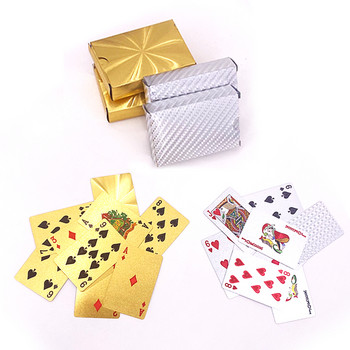 24-каратово злато карти за игра Пластмасови тесте за игра на покер Фолио Опаковка за покери Магически карти Водоустойчива колекция подаръци от карти Хазартна настолна игра