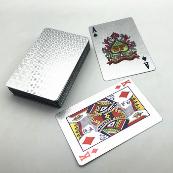 1 колода черни пластмасови покер карти Glod Silver Карти за игра Домашна настолна игра Семеен дом Подарък L682