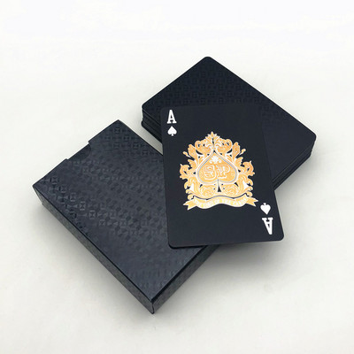 1 pachet Cărți de poker din plastic negru Glod Silver Cărți de joc Acasă Joc de masă Cadou de familie pentru acasă L682