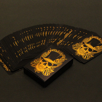 Череп Черен златен покер 24-каратово злато карта за игра Водоустойчива гладка развлекателна настолна игра Златно фолио Покер парти игра за пиене Подарък