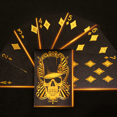 Craniu Black Gold Poker Cărți de joc din aur de 24K Impermeabil Smooth Entertainment Joc de masă Poker cu folie de aur Joc de băut pentru petrecere Cadou