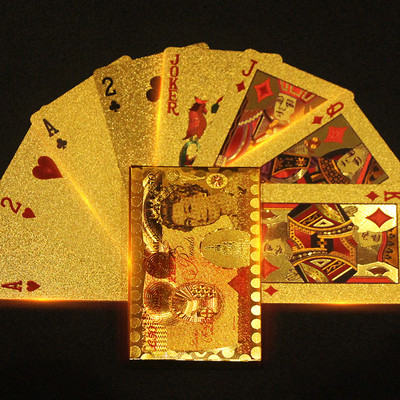 Skull Black Gold Poker 24K Arany Játékkártya Vízálló Smooth Entertainment Társasjáték Arany Fóliás Póker ivóparti Játék Ajándék