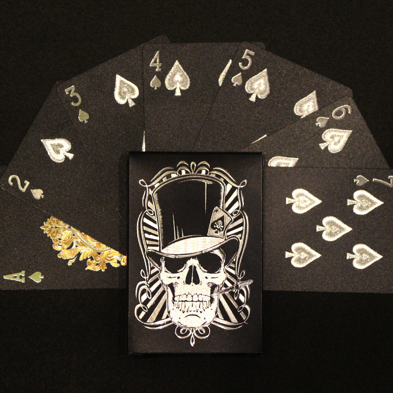 Skull Black Gold Poker 24K Arany Játékkártya Vízálló Smooth Entertainment Társasjáték Arany Fóliás Póker ivóparti Játék Ajándék