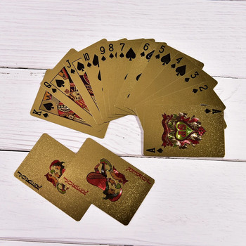 55 τεμάχια/Σετ χρυσό φύλλο αδιάβροχο πλαστικό Πακέτο παιχνίδι πόκερ Κάρτες παιχνιδιού Συλλογή δώρων μαγικών καρτών Family Meet Επιτραπέζια παιχνίδια