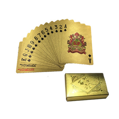 55 tk/komplekt Kuldfoolium veekindel plastik Mängivad pokkerid mängukaardid Magic Card Gift Collection Perekohtumiste lauamängud