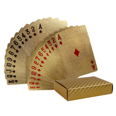 55 tk/komplekt Kuldfoolium veekindel plastik Mängivad pokkerid mängukaardid Magic Card Gift Collection Perekohtumiste lauamängud