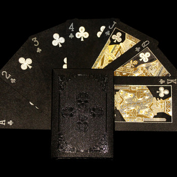 Череп 24-каратово злато Игрална карта Покер Златно фолио Бакара Тексас Покер карти Развлечение Устойчива на износване Настолна игра Магически трикове
