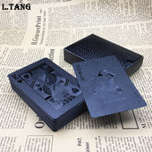 Új 1 pakli műanyag póker vízálló fekete arany játékkártyák utazási családi játék ajándék L474