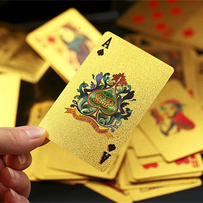 Új 1 pakli műanyag póker vízálló fekete arany játékkártyák utazási családi játék ajándék L474