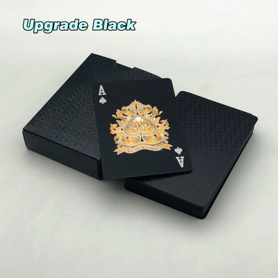 Új 1 pakli műanyag póker vízálló fekete arany játékkártyák utazási családi játék ajándék L474