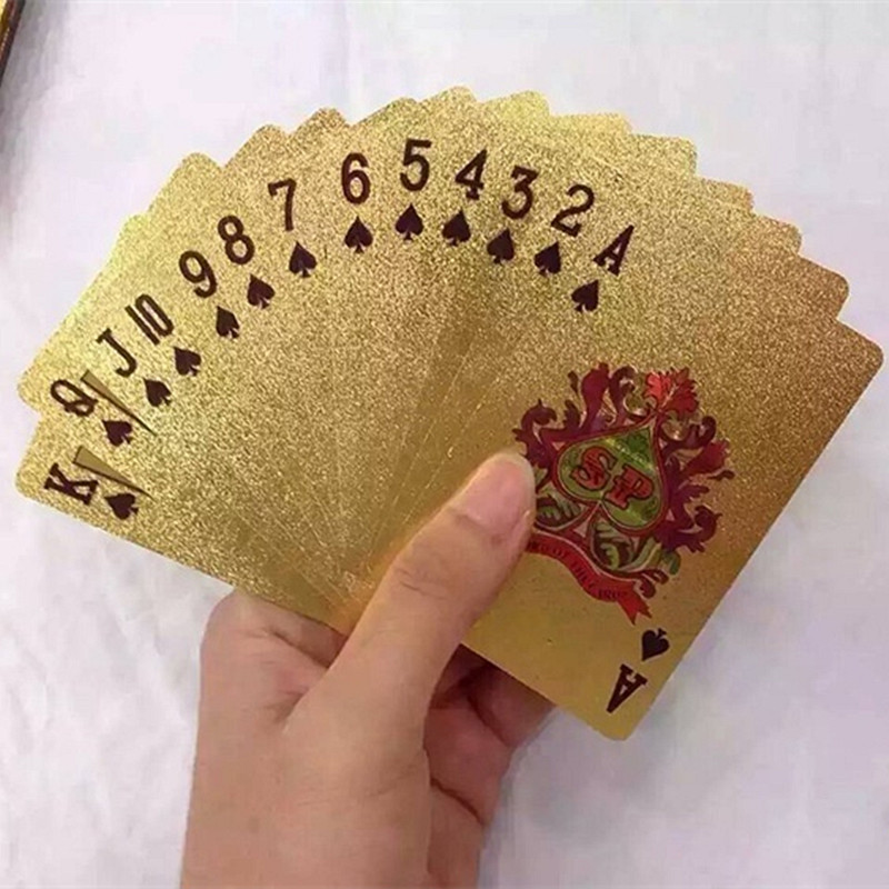 Új 1 pakli műanyag póker vízálló fekete arany játékkártyák utazási családi játék ajándék L474