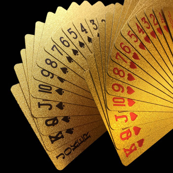 Παιχνίδι 24 καρατίων χρυσού Πλαστικό παιχνίδι πόκερ Deck Foil Pokers Πακέτο μαγικών καρτών αδιάβροχη συλλογή δώρων με κάρτες Επιτραπέζιο παιχνίδι τυχερών παιχνιδιών