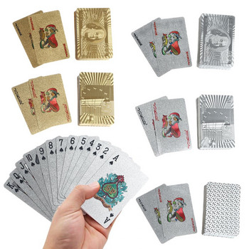 Αδιάβροχο χρυσό 24 καρατίων Πλαστικό παιχνίδι πόκερ Πακέτο πόκερ με φύλλο αλουμινίου μαγικών καρτών Συλλογή δώρων με κάρτες Επιτραπέζιο παιχνίδι τυχερών παιχνιδιών