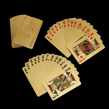 Αδιάβροχο χρυσό 24 καρατίων Πλαστικό παιχνίδι πόκερ Πακέτο πόκερ με φύλλο αλουμινίου μαγικών καρτών Συλλογή δώρων με κάρτες Επιτραπέζιο παιχνίδι τυχερών παιχνιδιών