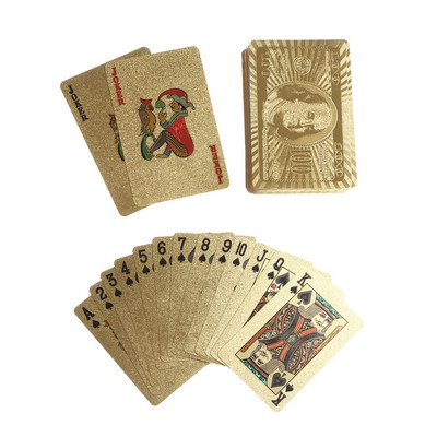 Αδιάβροχο χρυσό 24 καρατίων Πλαστικό παιχνίδι πόκερ Πακέτο πόκερ με φύλλο αλουμινίου μαγικών καρτών Συλλογή δώρων με κάρτες Επιτραπέζιο παιχνίδι τυχερών παιχνιδιών