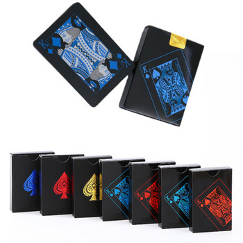 1 тесте Черни PVC покер карти Карти за игра Домашна настолна игра Семеен подарък Игра водоустойчив цветен покер набор за покер