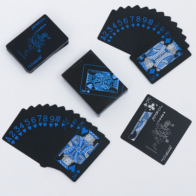 1 тесте Черни PVC покер карти Карти за игра Домашна настолна игра Семеен подарък Игра водоустойчив цветен покер набор за покер