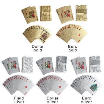 1 Set Gold Foil Παίζοντας μαγικές κάρτες Πλαστικό παιχνίδι πόκερ Διασκέδαση Πόκερ Κάρτες Αδιάβροχη Συλλογή δώρων με κάρτες Επιτραπέζιο παιχνίδι τυχερών παιχνιδιών