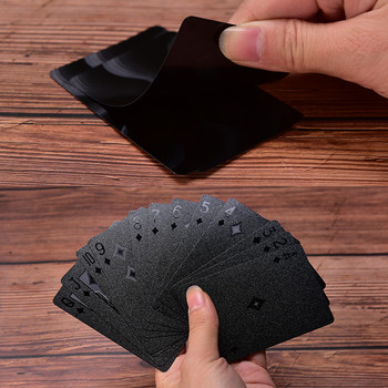 Ζεστό! Τυποποιημένα τραπουλόχαρτα Πλαστικές κάρτες Αδιάβροχες Μαύρες Κάρτες Πόκερ Συλλογή Black Diamond