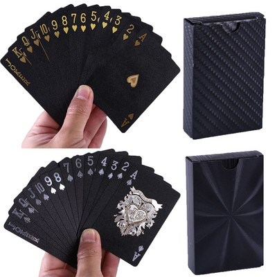1 бр. 100% пластмасов черен покер Водоустойчив цветен печат на карти Настолна игра Казино Карти за игра Таро Луксозен подарък Аксесоари