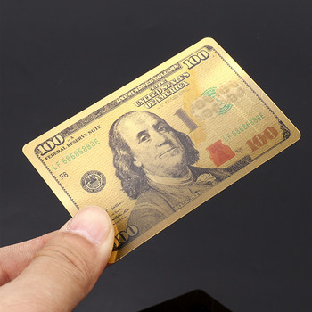 Νέο πολύχρωμο χρυσό μοτίβο νομίσματος πόκερ Χρυσά τραπουλόχαρτα αδιάβροχα PET/PVC πλαστικό πόκερ δολάρια EUR JPY GBP