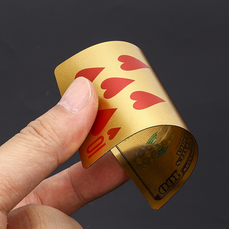 Új színes arany póker valuta minta arany játékkártyák vízálló PET/PVC műanyag pókerdollár EUR JPY GBP