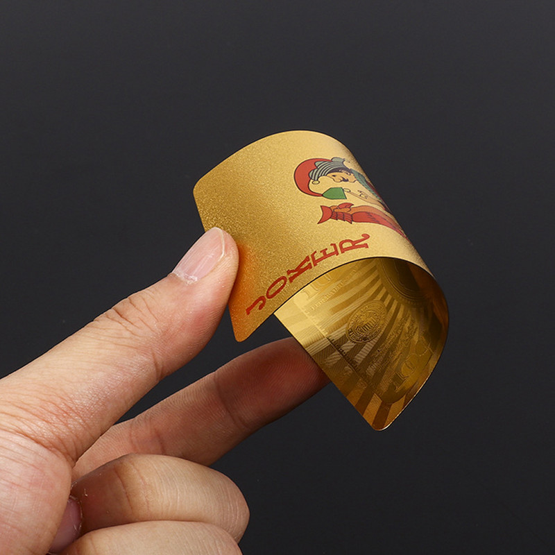 Uus kuldvaluuta muster Kuldsed mängukaardid veekindlad PET/PVC plastist pokkeridollarid EUR JPY GBP